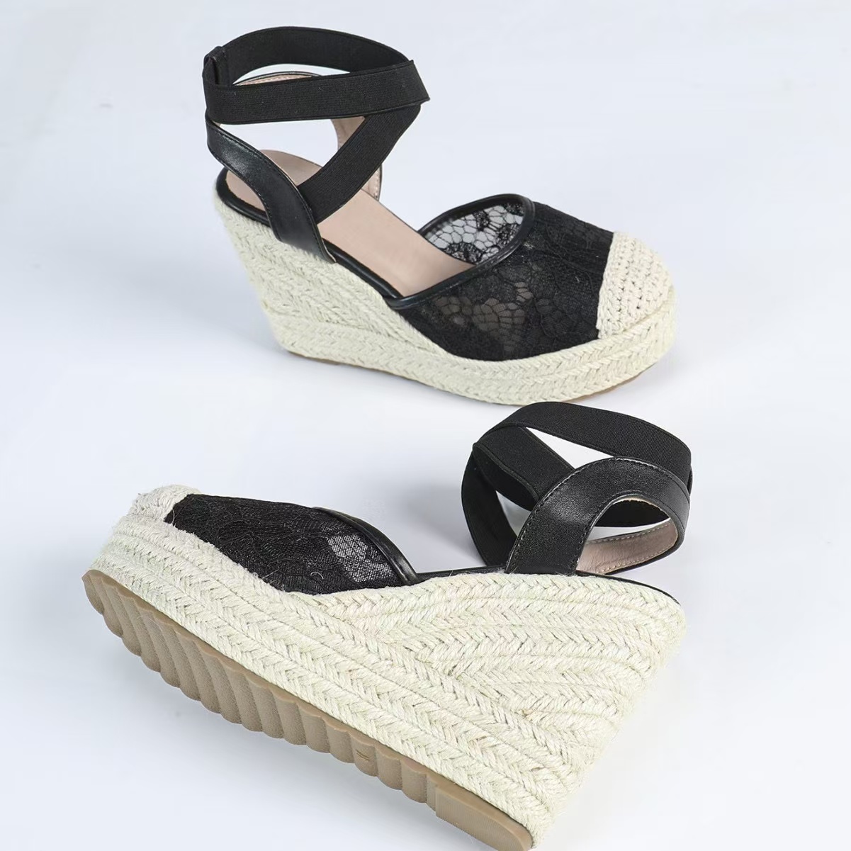 Wedges Women's 2024 Summer New New Fashion Mesh Peep Toe Platform High Heel Sandals Sexy Party Dress Women Sandalias a8ca