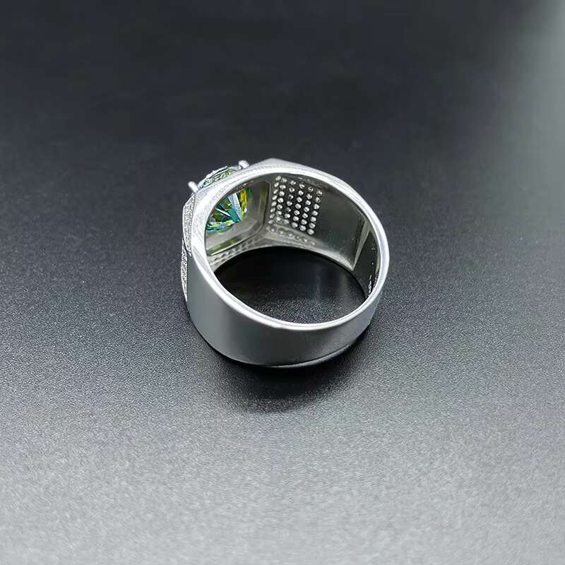Moissanite Men Ring Fine Jewelry Green Full Diamond S925 Silver Luxury White Romantic Gold Plated