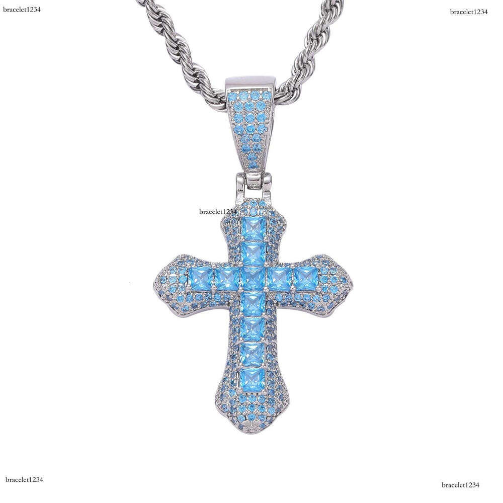 Luxury designer Pendant Purple Ice Out VVS Moissanite Pendant Men Women Cross Hip Hop Necklace with FREE shipping
