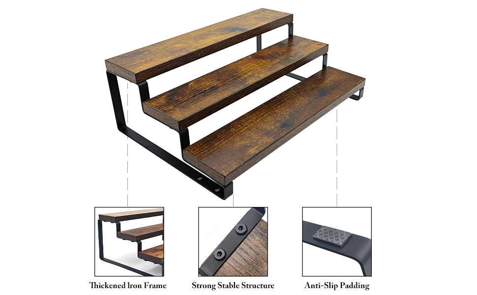 2 Pack 3 Tier Expandable Spice Rack Organizer Display Riser Stand, Kitchen Cabinet Countertop Display Shelf for Spice, Liquor, Perfume, Figure, Makeup