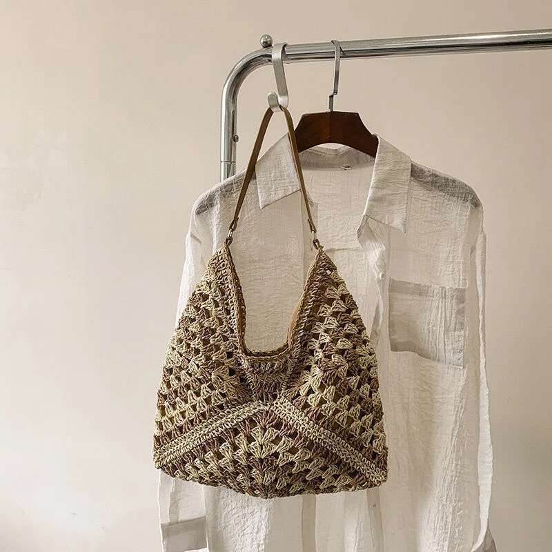 Summer New Paper Rope Straw Woven Shoulder Messenger Bag Designer's bag