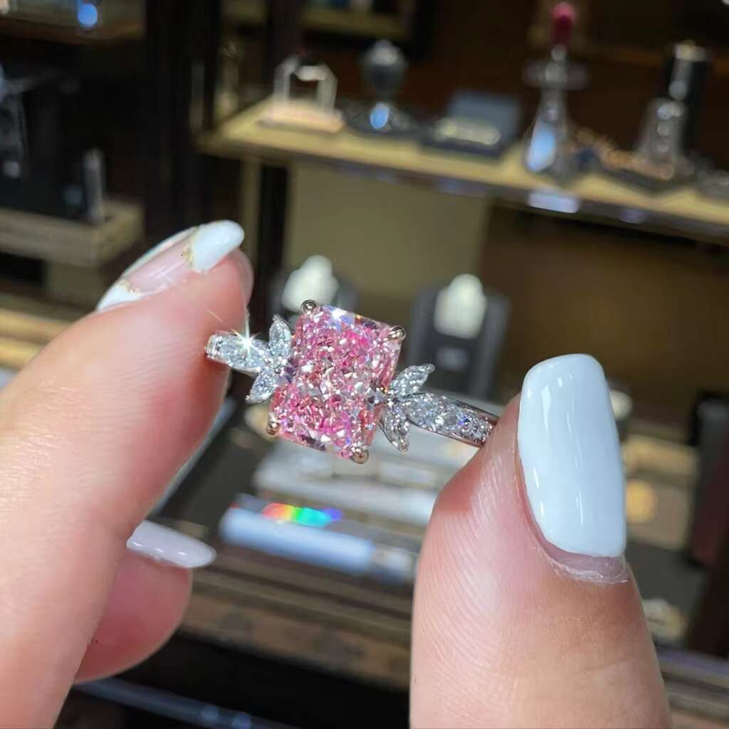 Esthetic Value Lab-grown Diamond Radiant Cut VS2IGI SH Fancy Pink Ring Engagement Ring