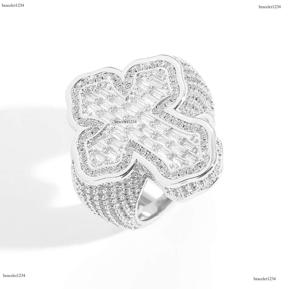 Hip hop personalized Cross micro-inlaid T-ice out VVS Moissanite Men's ring Free delivery