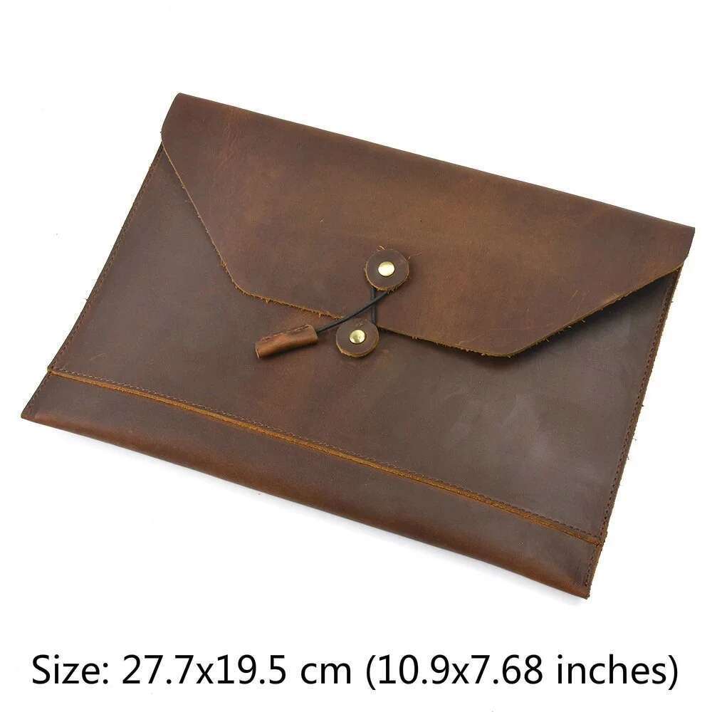 Top Layer Computer Public Document Portable Ipad Laptop Cowhide File Storage Bag