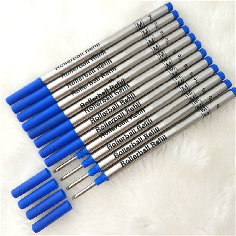 10pcs High Quality Monte Rollerball Pen Refill Black & Blue Gel Pens Refills 710 Screw School Office Writing Smooth Ink Accessories