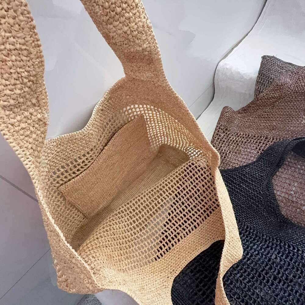 Ins Style Resort Beach Bag New Summer Shoulder Bag For Women Lafite Grass Hand Woven Tote Bag Beach Vacation Handbag KQ