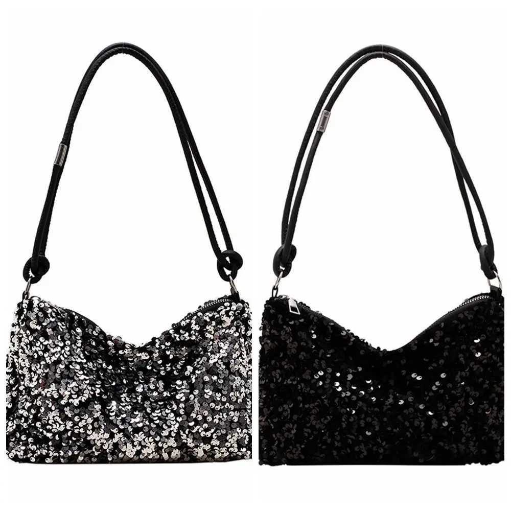 Solid color sequin cross body bag fashionable INS sequin shoulder bag mobile wallet handbag night clutch bag girls DIY W250421