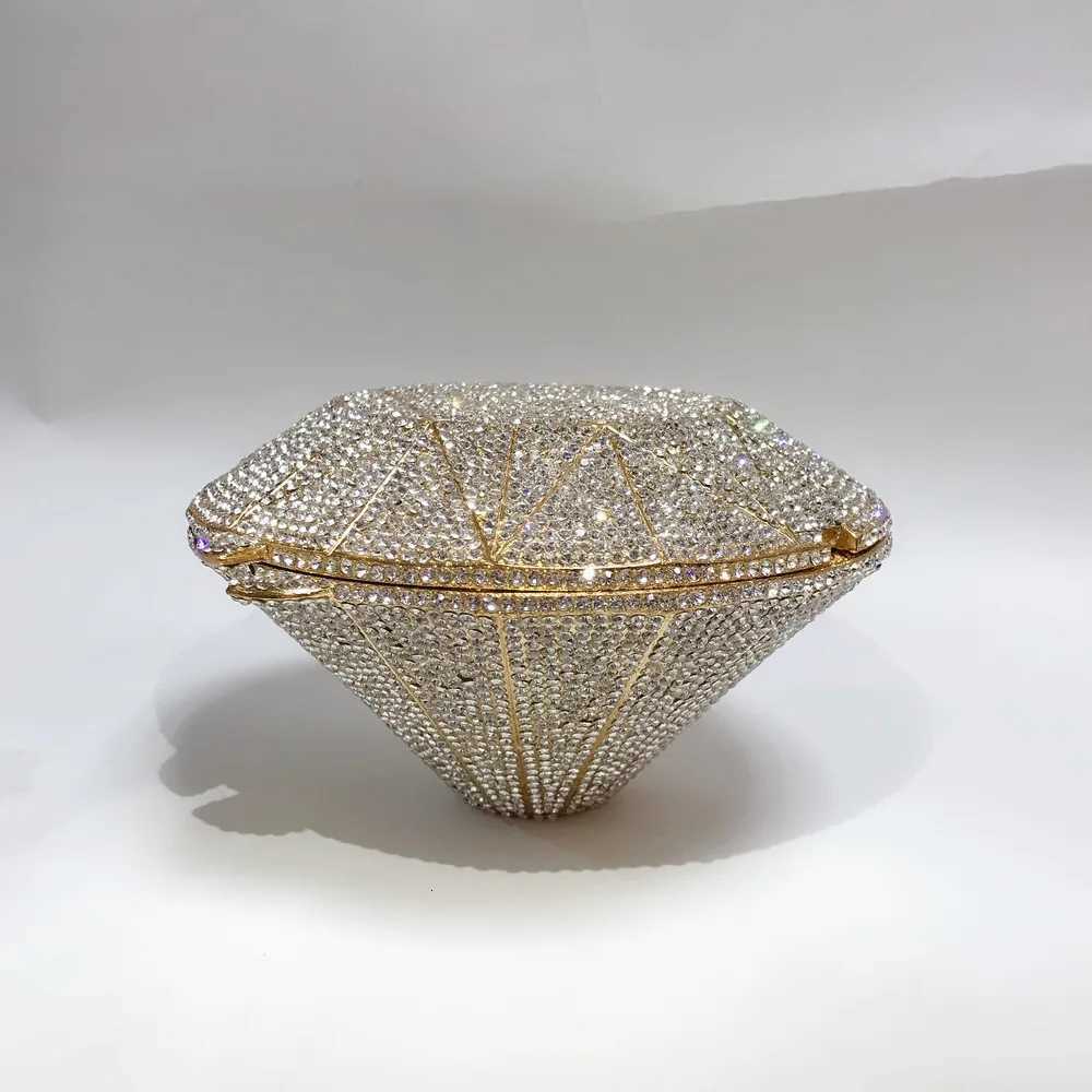 XIYUAN gold Full Crystals purse Women Day Evening Party Clutches Cross Body Long Chain gold Bags Gift Box bag Diamond handbag K251122