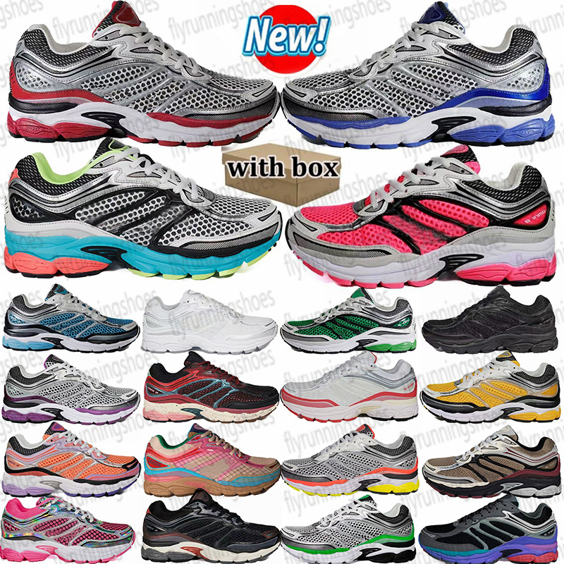 Sauconny Shoes Progrid Omni 9 Designer Shoes Sauconies Outdoor Running Shoes Shock Absorption Wear Resistant Thick Sole Grey White Navy Blue Sneakers With Box