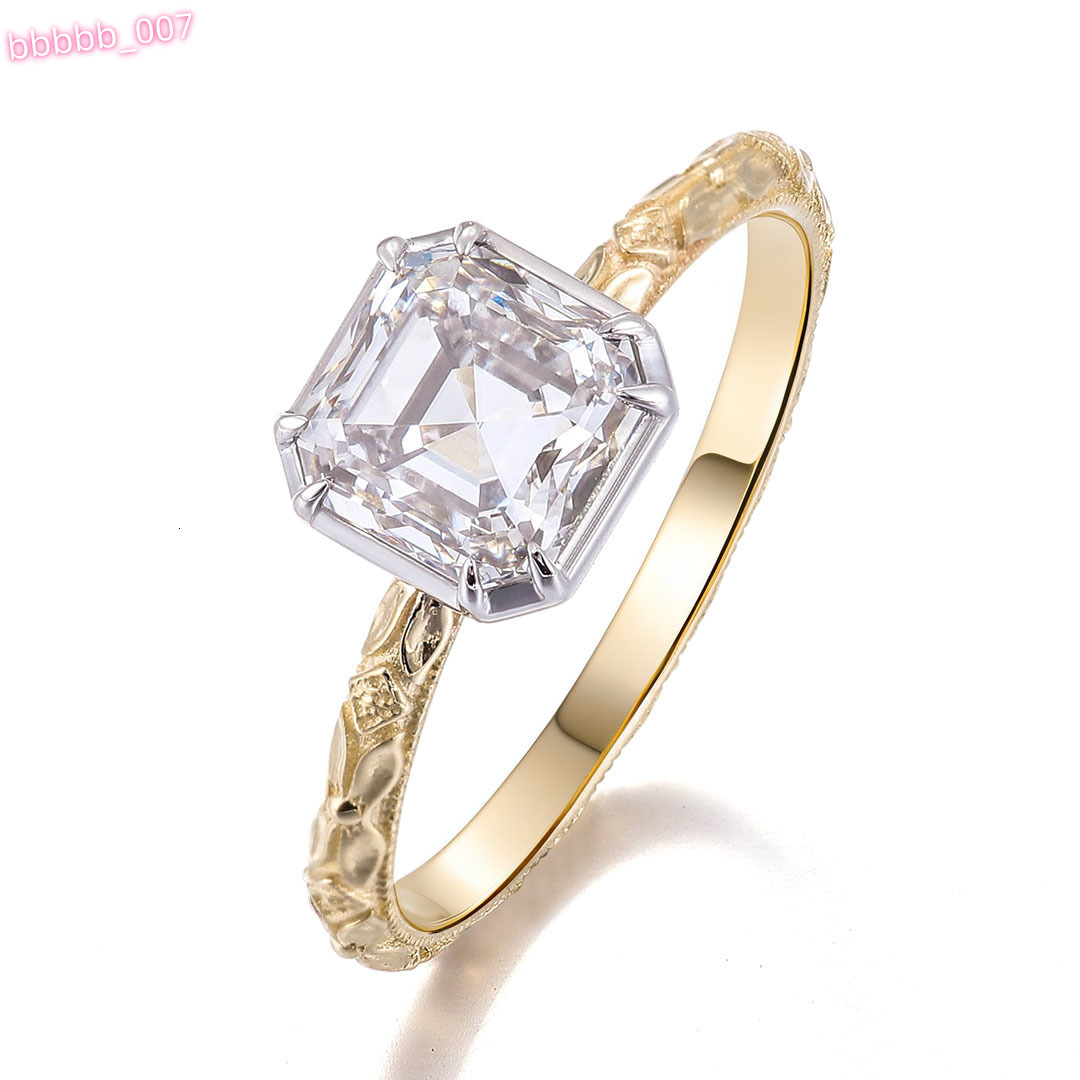Customized Lab-grown Diamonds GIA IGI Certified Lab Diamond Engagement Ring in 2ct Asscher Cut 18K Yellow Gold Ring