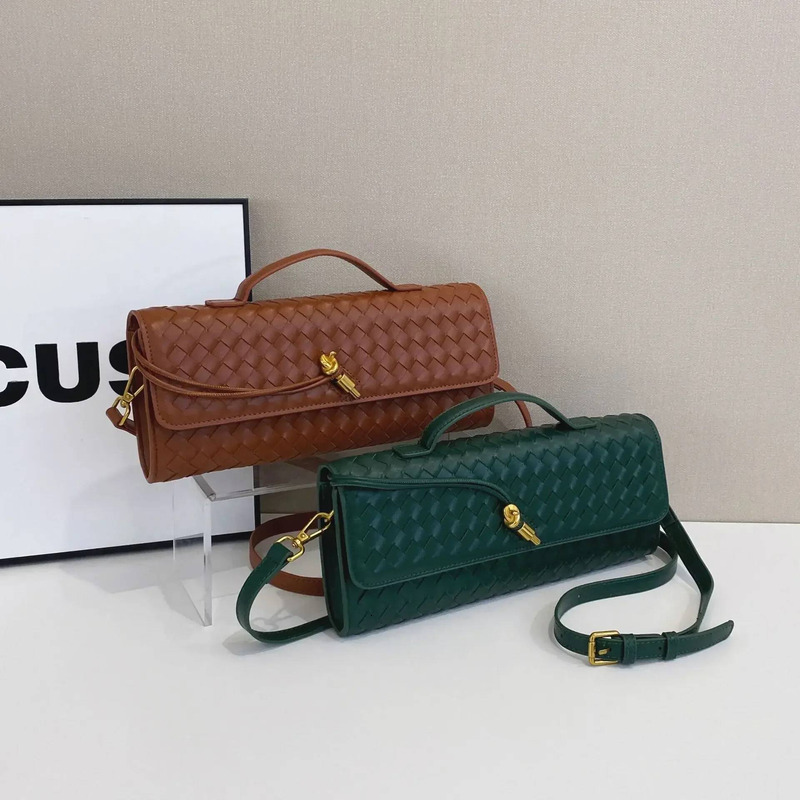 2025 Spring Summer New Arrival: Hand Woven Soft Leather Bag - Stylish Baguette & Organ Design, Ideal Horizontal Messenger