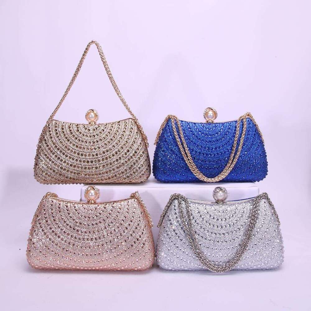 Trendy Rainbow Half Round Sided Diamond Double Chain Handbag, Birthday Party Handbag