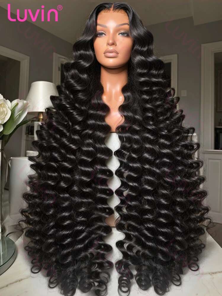 Loose 13X6 Front Human Hair 30 40 Inches Brazilian Water Deep Wave 13X4 HD Lace Frontal Wig Curly Wigs For Women