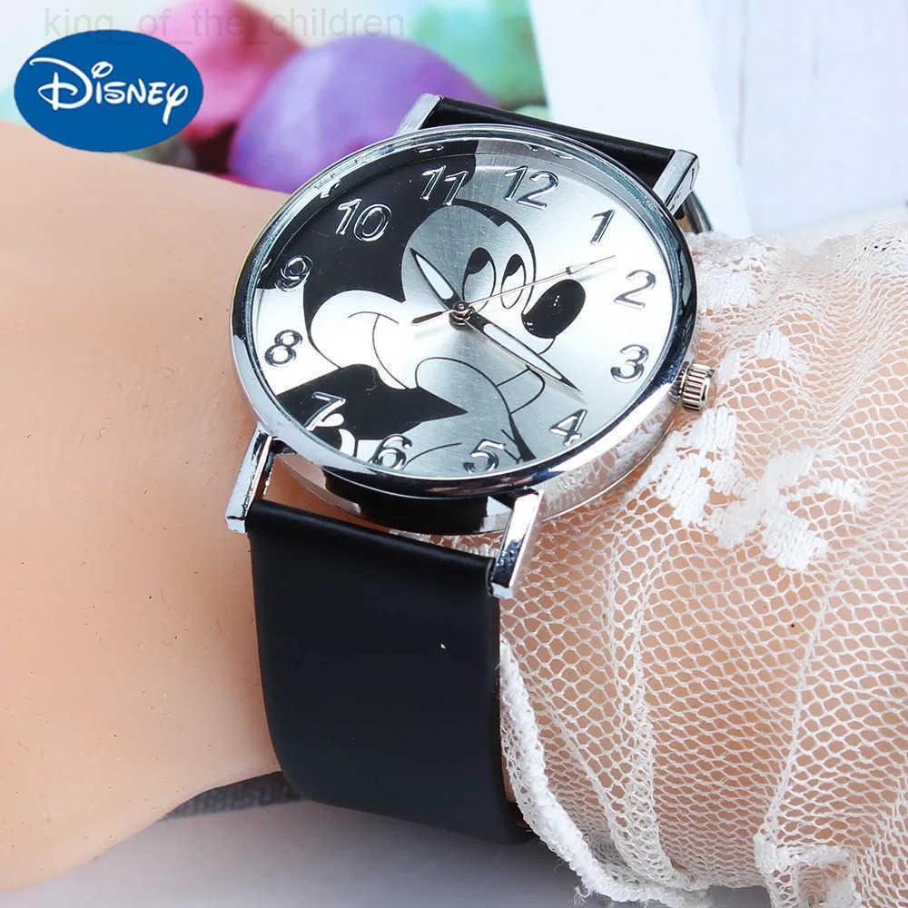 Disney Mickey Mouse Women Watches for Girls Black Leather Strap Ultrathin Ladies Watch Quartz Watch Relogio Feminino W20250423