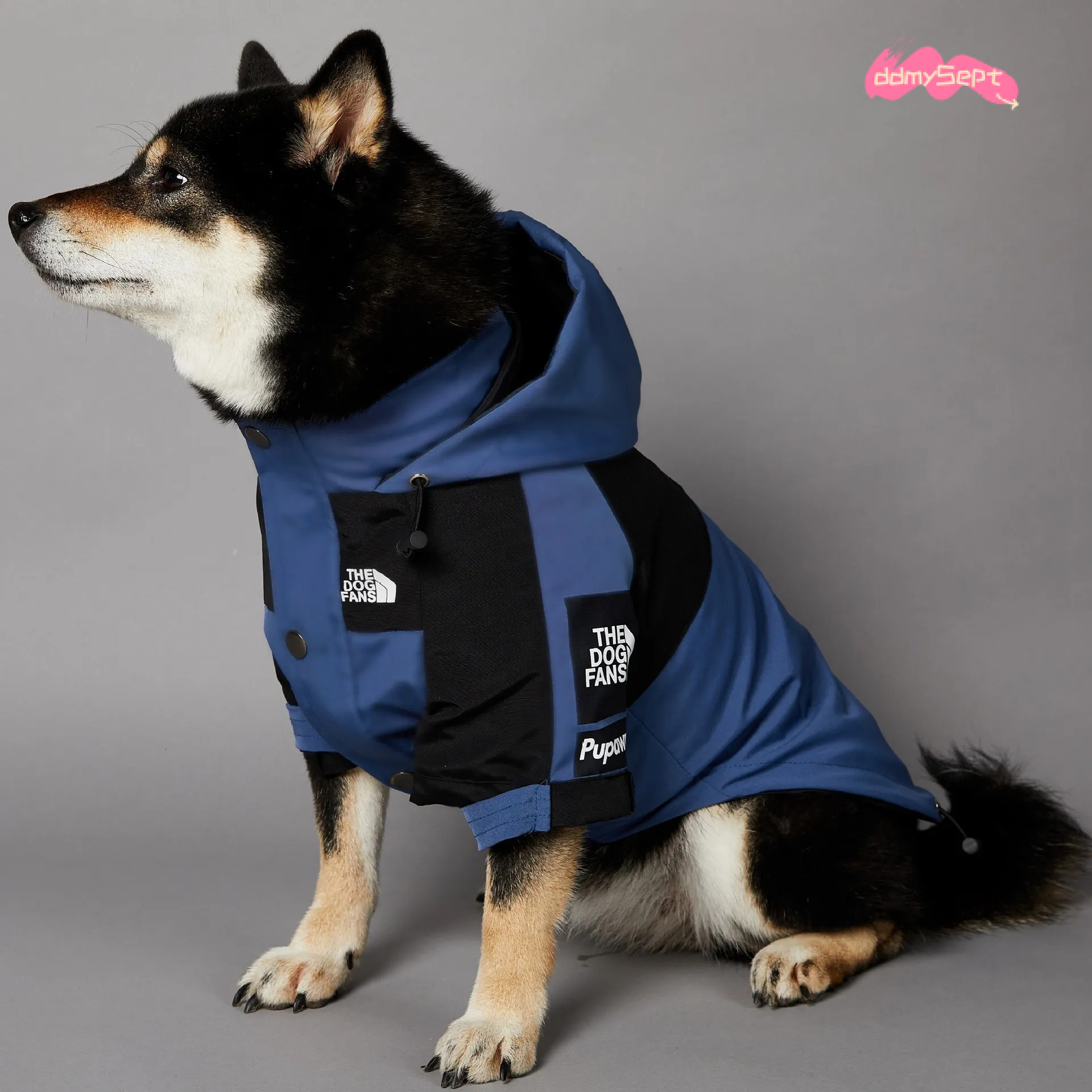 Dog Coat Autumn Winter Jacket Adjustable Hood Waterproof Windproof Pet Clothes with Leash Hole for Small Medium Large Dogs Blue XL H11.21 ddmysept