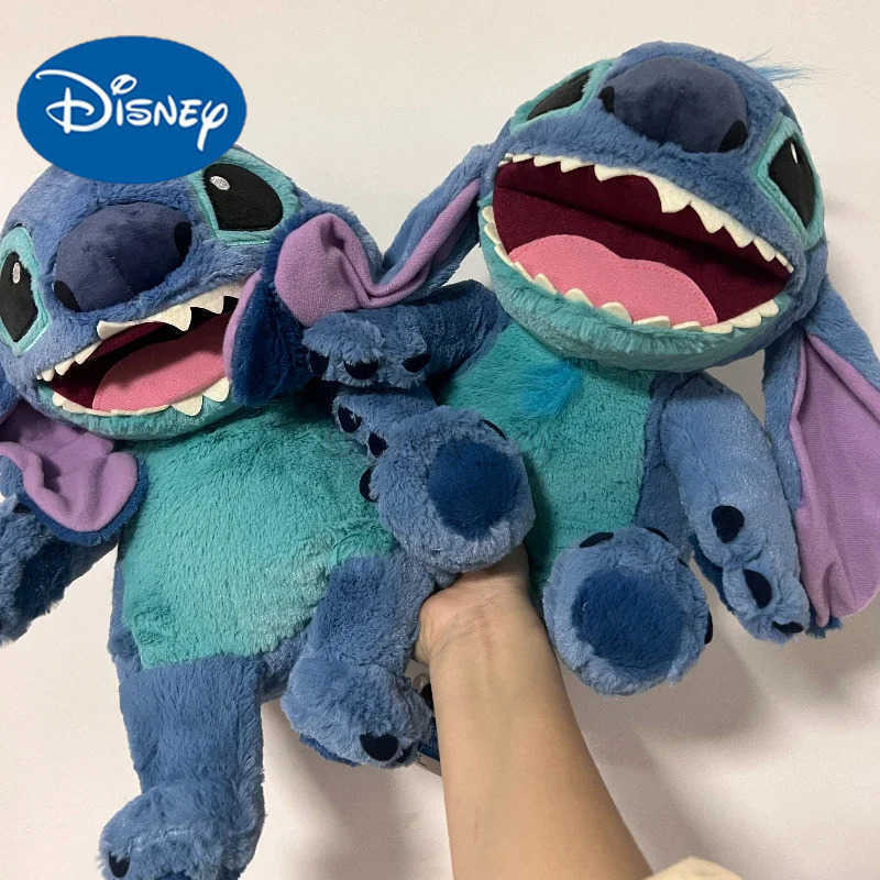 Disney plush dolls 38 cm Disney Lilo Stitch Plush Toy Anime Doll Hand Puppet Cartoon Fill Soft Companion Childrens Birthday Gift Y250423