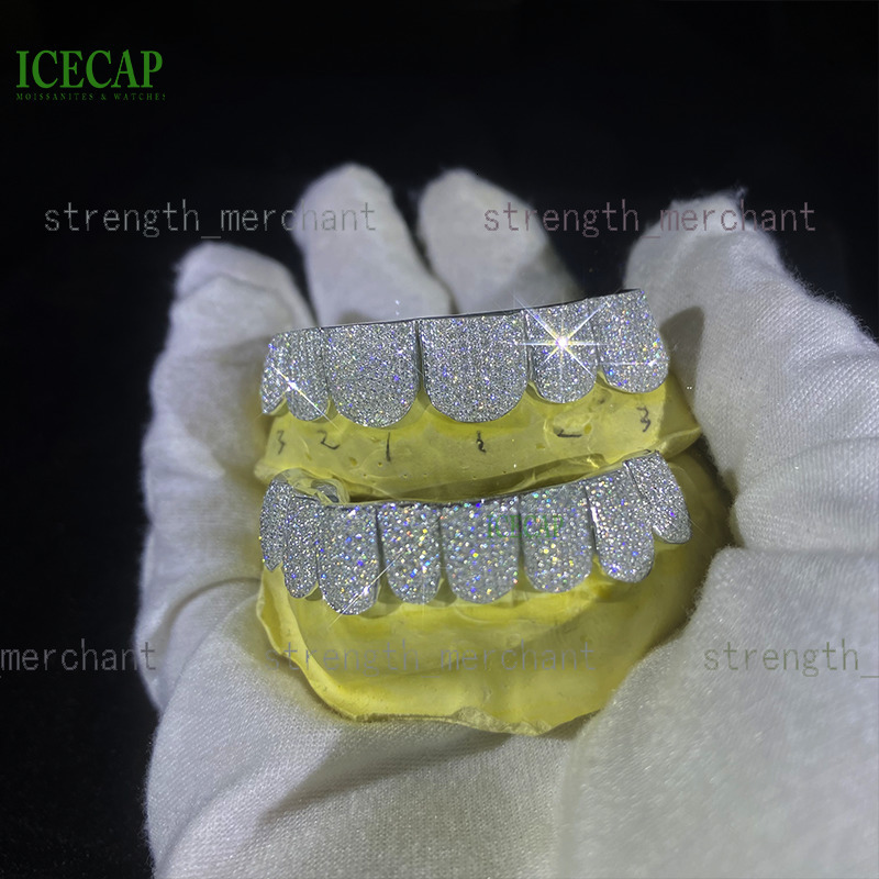 Designer jewelry Custom 925 Sterling Sliver VVS Moissanite Grillz Iced Out Womens and Men Hip Hop Jewelry Grillz Teeth Diamond Moissanite Grillz