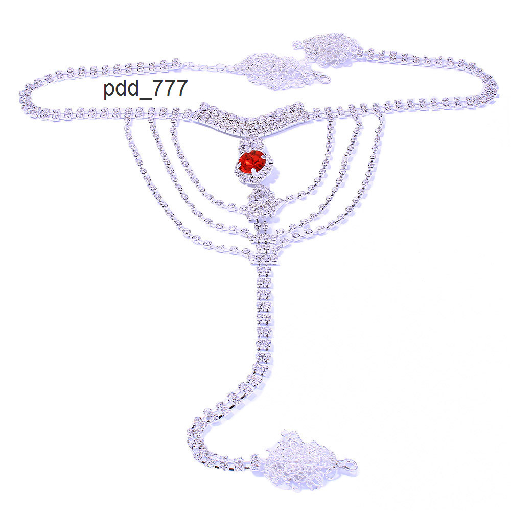 Shiny Crystal Womens Thong Panties With Alloy Body Chain Rhinestone Belly Chain Set Stylish Trendy Body Jewelry for Party Gift