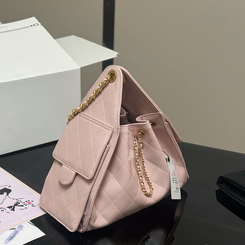 26x30cm 7 Colors Small 25C Designer Caviar Leather Drawstring Bucket Shoudler Bag Luxury Hobo Diamond Lattice Quilted Matelasse Chain Handbag Outdoor Sac Purse