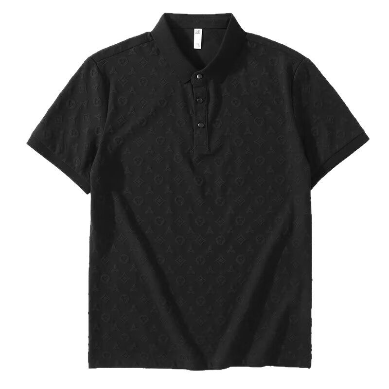 Men's polo Handsome and Stylish Jacquard POLO Shirt for Men Summer Korean-style Trendy Lapel Short-sleeved T-shirt EU Sizes: S - XL