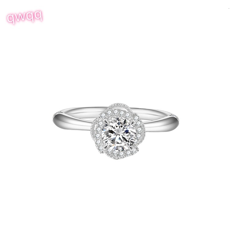 18K White Gold Classic Style Ring with Lab Grown Diamond Wedding Sample CVD HPHT Womens Party Jewelry Rhodium Plated