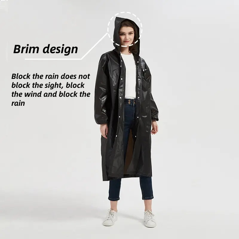 1PCS High Quality EVA Unisex Raincoat Thickened Waterproof Women Men Black Camping Waterproof Rainwear Suit 250421