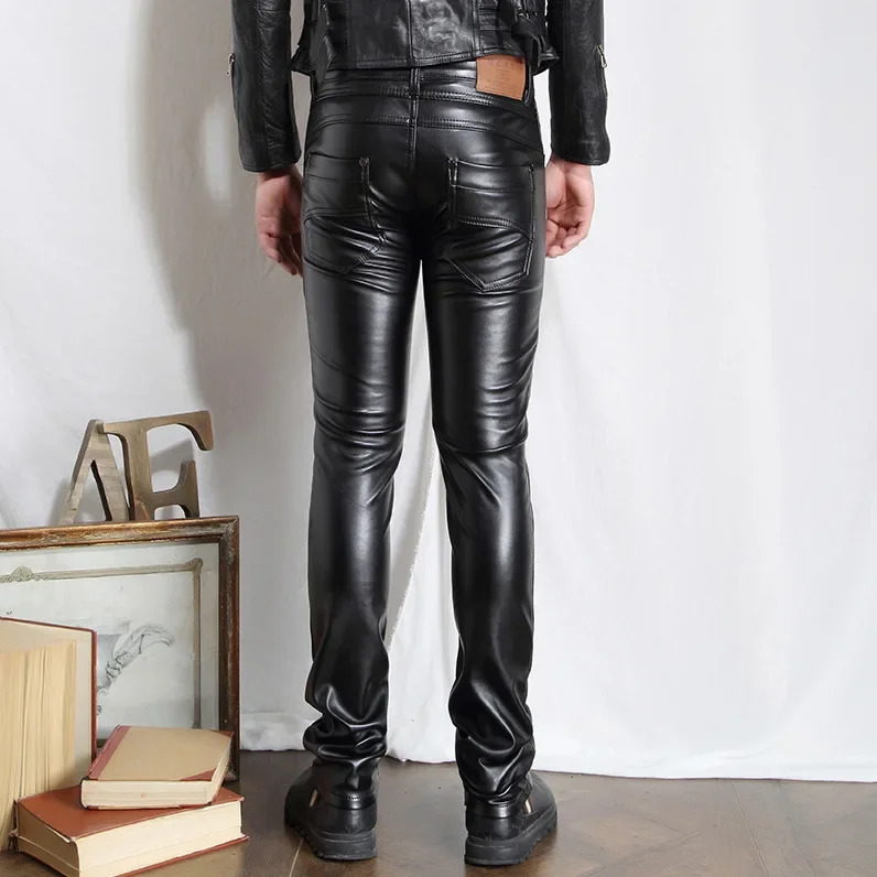 HOO 2025 Autumn Mens Leather Pants Culture One Persons Moral Foot Casual PU HO 250418