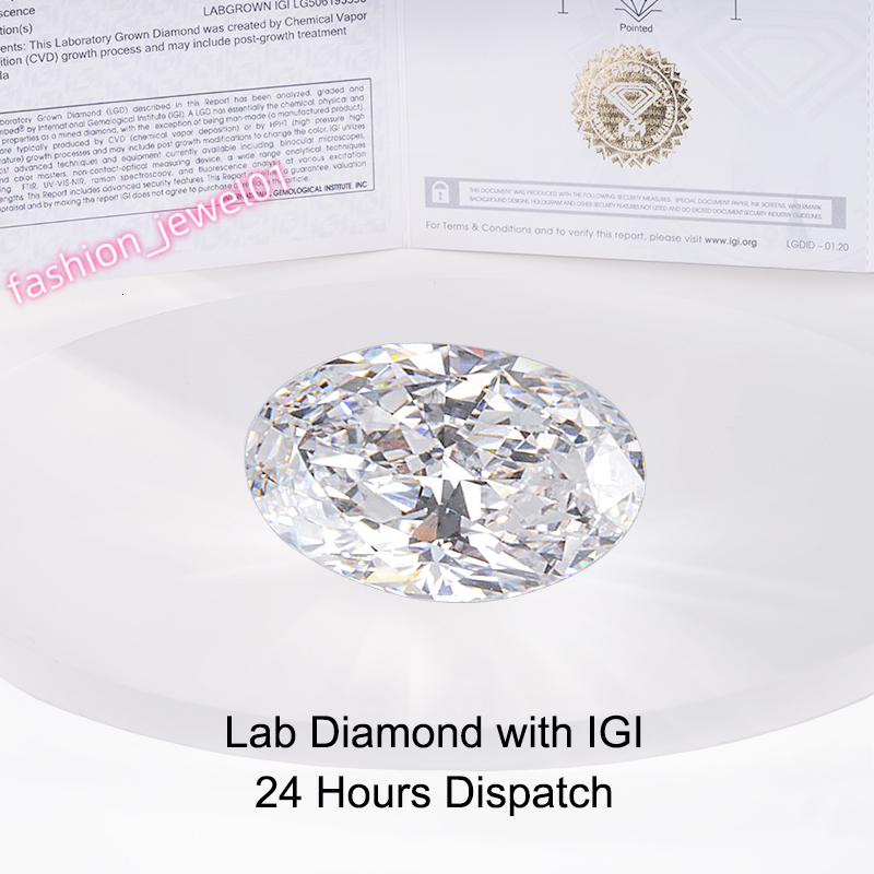 Loose Lab Diamond IGI GIA Certificate 1ct 2ct 3ct Oval Cut HPHT CVD Lab Grown Diamonds
