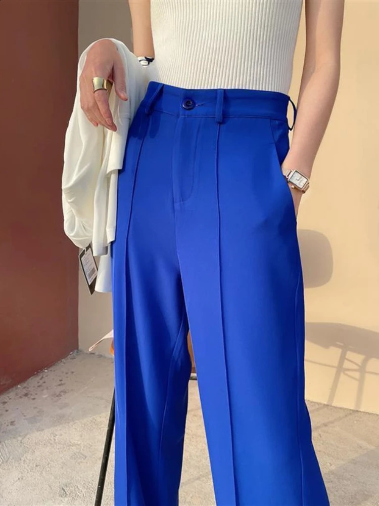Solid Loose Wide Pants Woman High Waist Fashion Straight Womens Pants Spring and Autumn Office Suit Trousers Womens 250421