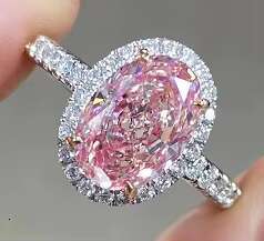 2.83 Ct Lab-grown Diamond VS2Fancy Light Pink Oval Cut Ring Engagement Ring Pave Setting