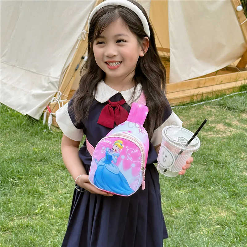 Disney Original Cartoon Chest Pack Lilo Stitch Frozen Princess Cute Baby Portable Crossbody Bag Children Casual Small Backpack W250623