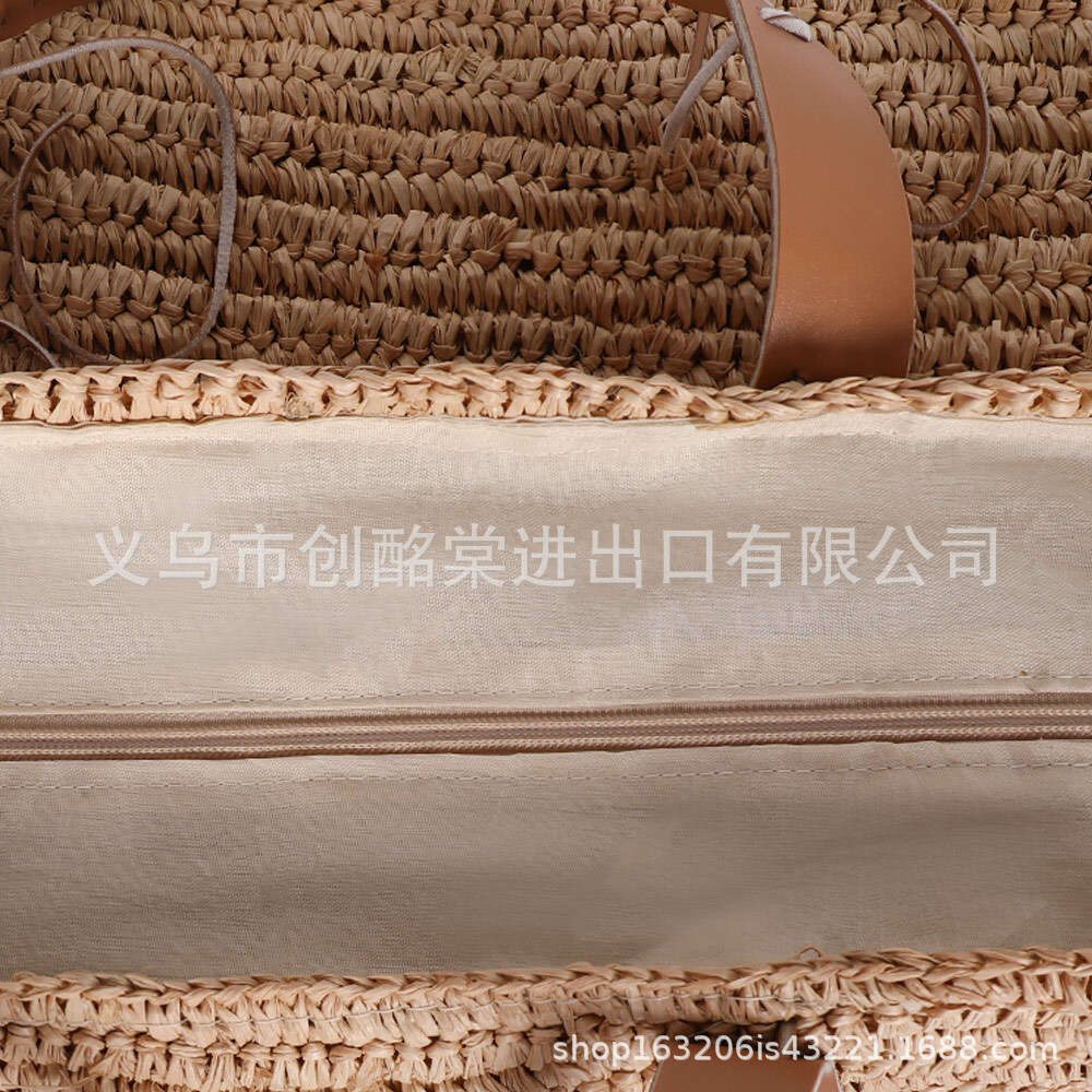 Ins Style Resort Beach Bag Large Capacity Simple Women S Straw Woven Beach Seaside Vacation Bag KQ