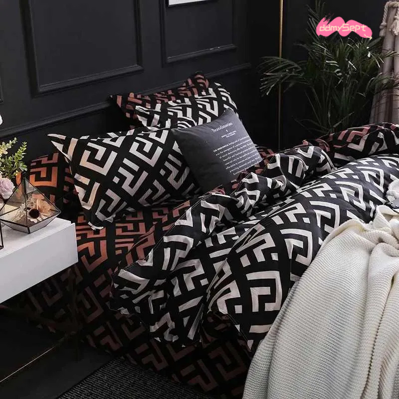 Luxury Black Bedding Comforter with Case SIngle Full Size Linen Duvet Cover Set Queen/King Double Single Bed X250203 ddmysept