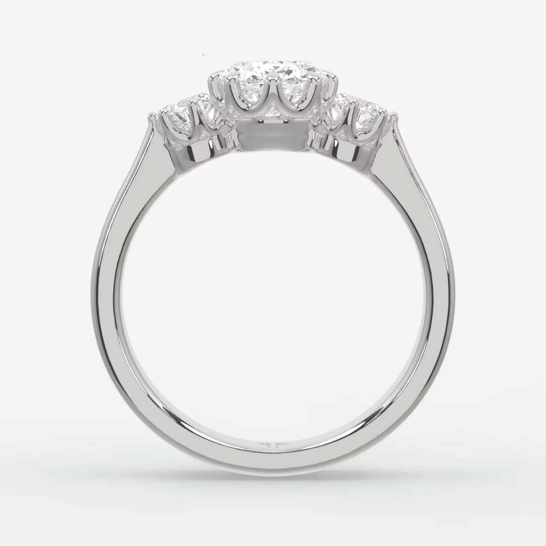 Igi Certified Cvd Diamond 18k Solid White Gold Oval Round Cut Lab Grown Prong Set Diamond Engagement Ring Jewelry for Women