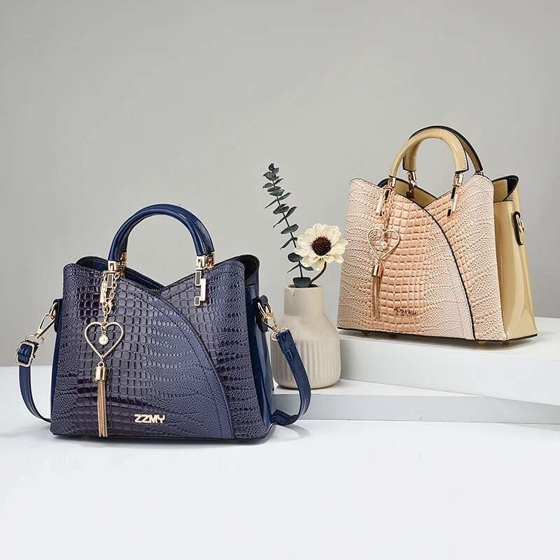 Crocodile Emed Handbag Casual Pu Leather Zippershoulder For Women Trendy Versatile High Qualitydaily Commuting Bag Bag