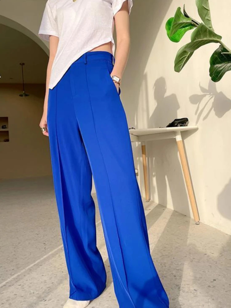 Solid Loose Wide Pants Woman High Waist Fashion Straight Womens Pants Spring and Autumn Office Suit Trousers Womens 250421