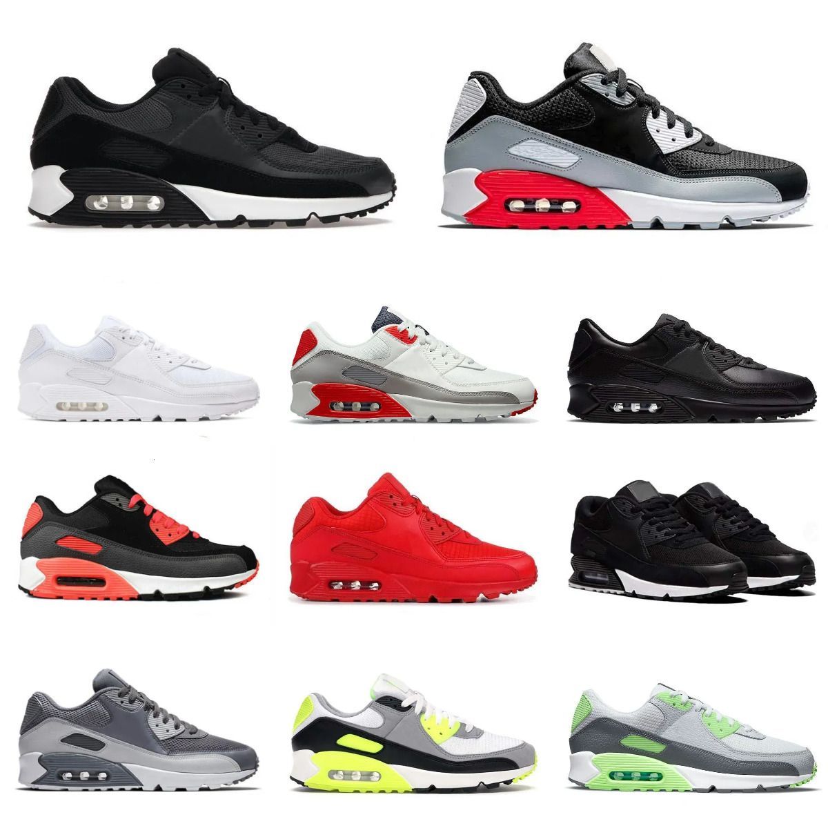 90 90S Trainers Men Women Shoes Designer Triple White Black Grey Hyper Royal Infrared Sports Casual Shoe Recraft Leathers Mesh Laser Outdoor Jogging Sneakers T95wx1