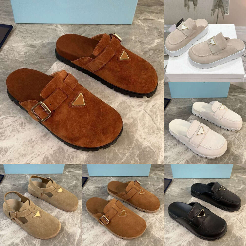 Designer Shoes Luxury Mule clog slippers spring summer autumn Top quality anti slip leather Suede thick soled flat heeled sandals sandal slipper fashion Woman shoe
