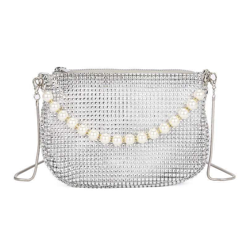 Bag, Women's Pearl Imitation Full Diamond Handbag, Party Dinner Shoulder Bag, Fashionable