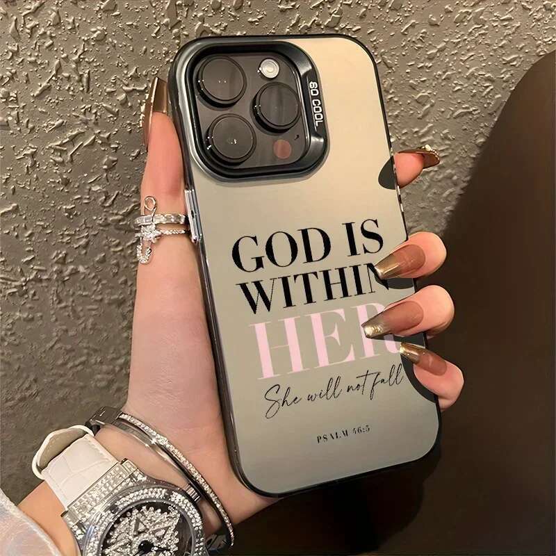 God is Within Her Holy Bible Psalm Case for iPhone 16 12 13 mini 11 14 15 Pro Max XR 8 Plus Hard Plastic Shockproof Laser Cover
