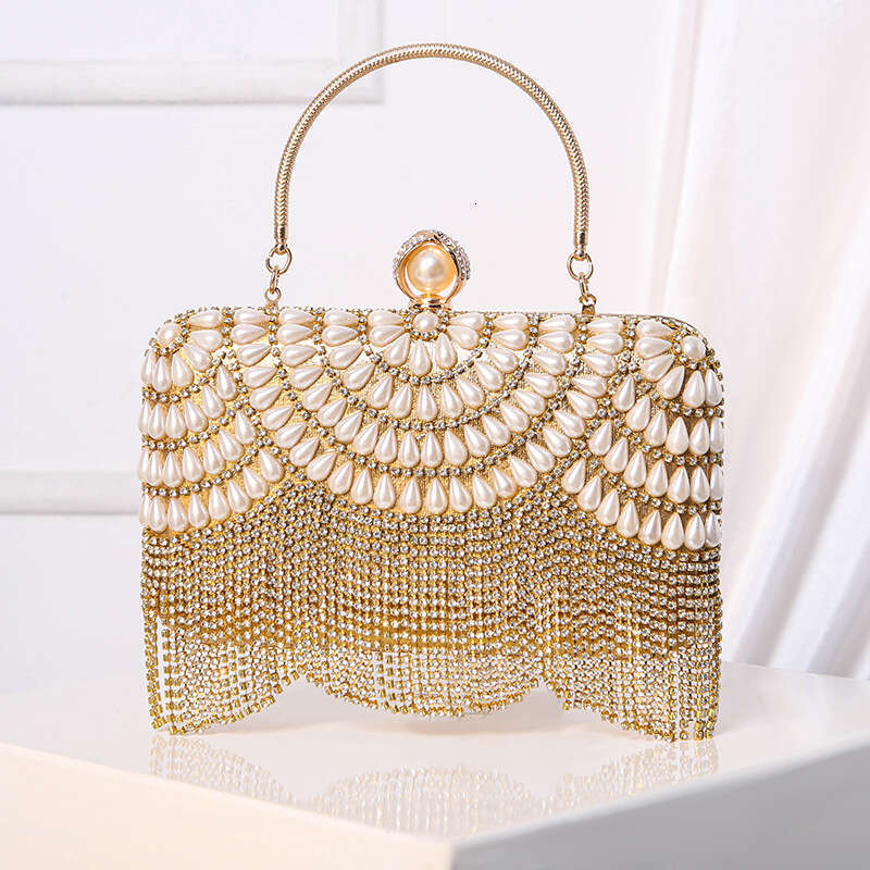 New Tassel Evening Bag Paired With Dress Style Sparkling Diamond Handbag