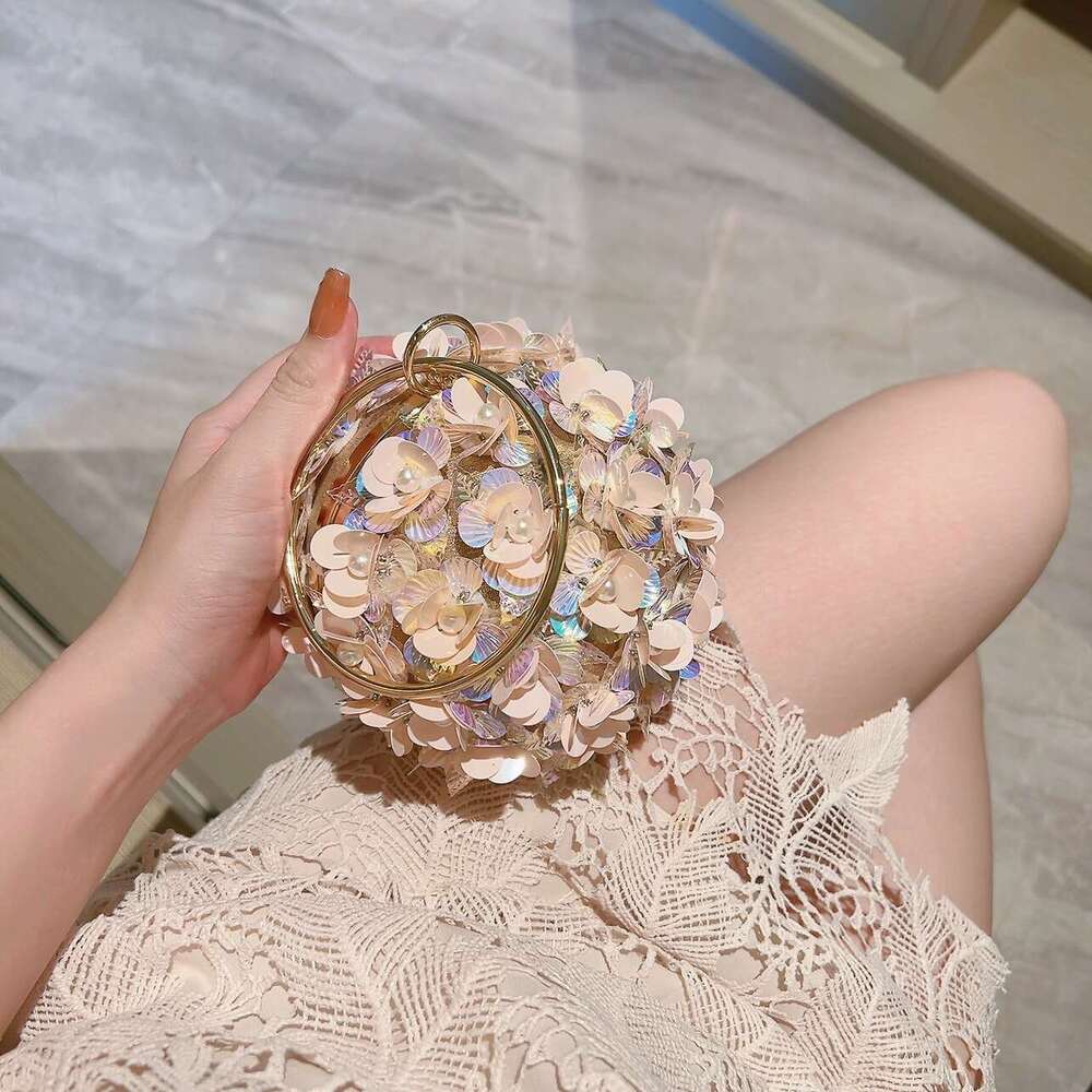 Flower Small Banquet Handbag, Evening With Dress Bag, Bracelet, Ball Bag