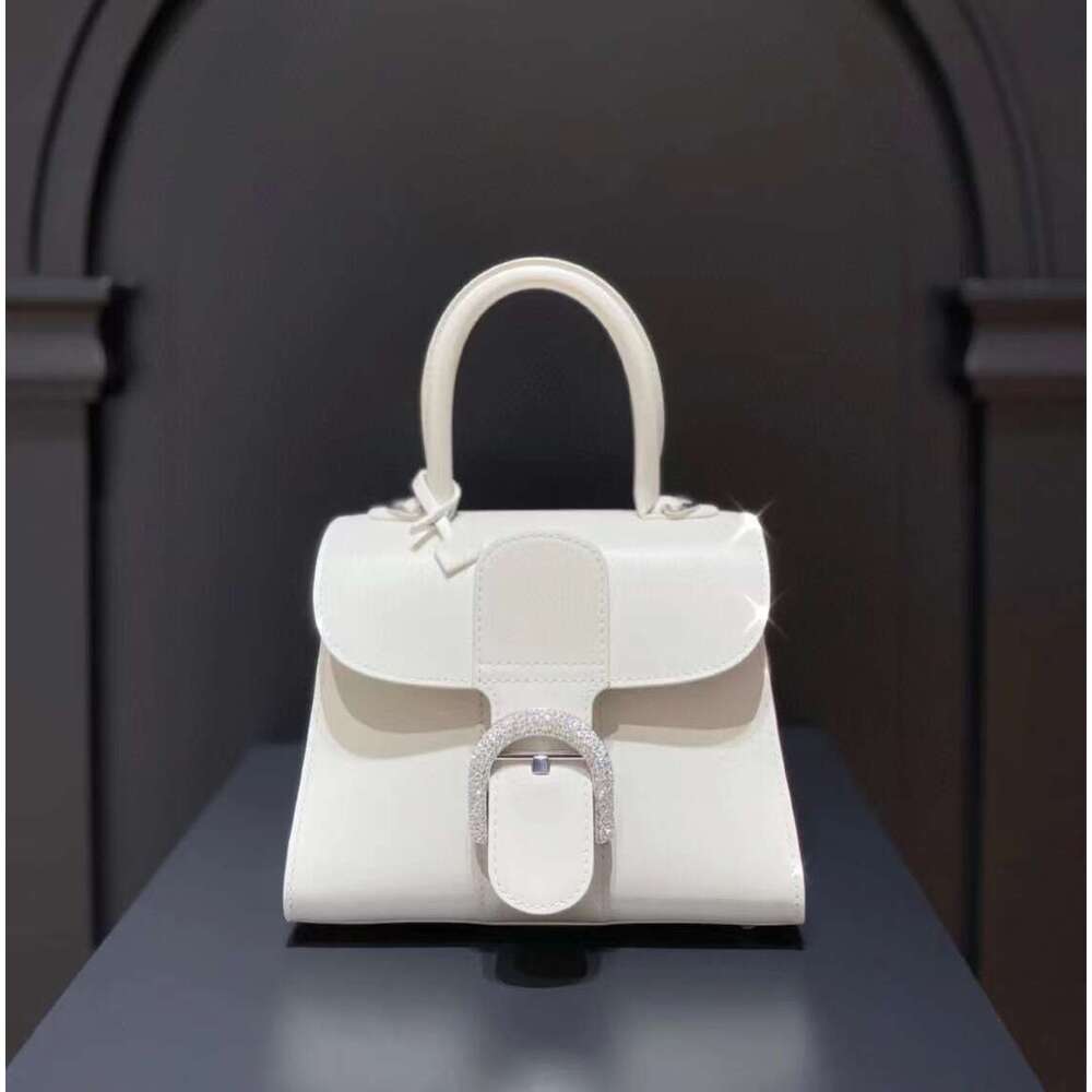 Belgian new Brillant color blocked Box cowhide horseshoe buckle crossbody bag handbag for women