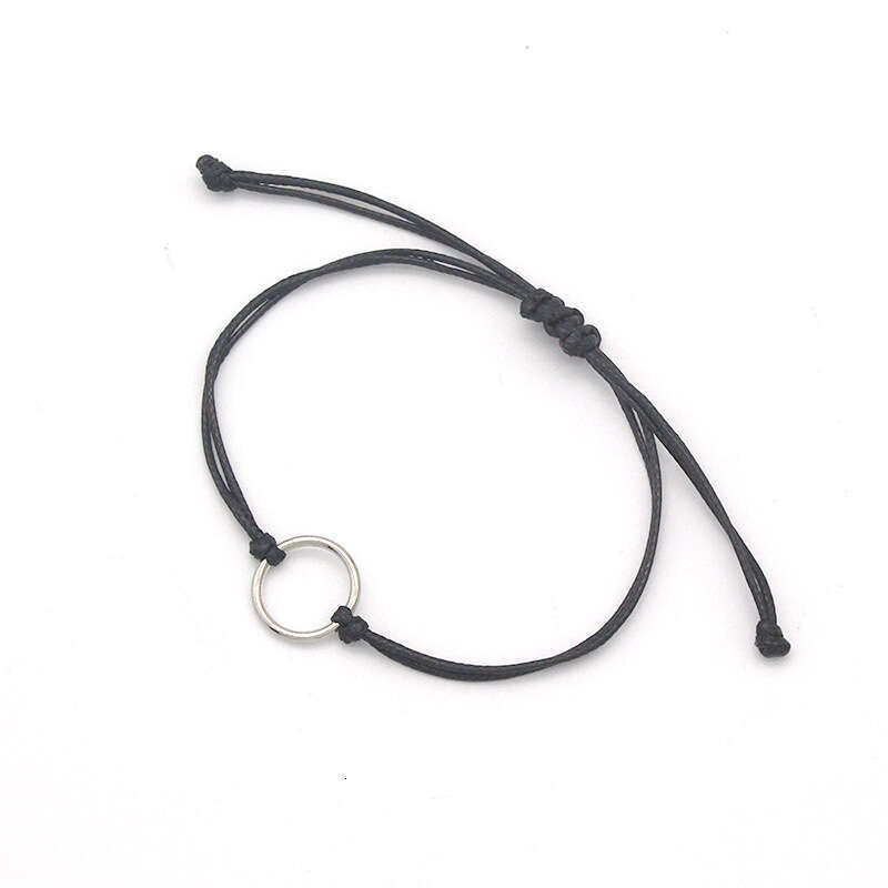 Hot selling couple card bracelet style simple alloy size circle circular ring wax thread woven hand rope