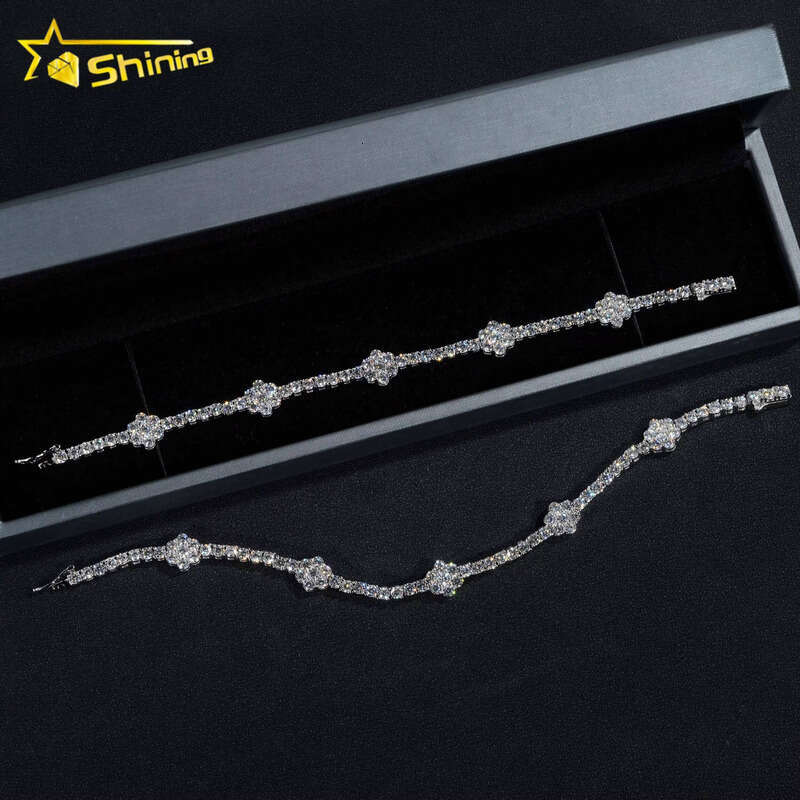 VVS3mm Sterling Sier Flower Ball Chain Silicon Stone Tennis Bracelet aaa aaa