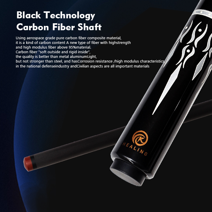 OKHEALING 12.9mm Break Cue Tip Black Technology Carbon Fiber Shaft Butt 147cm 19~20oz Radial Pin Billiard Cue Pool Game Cues