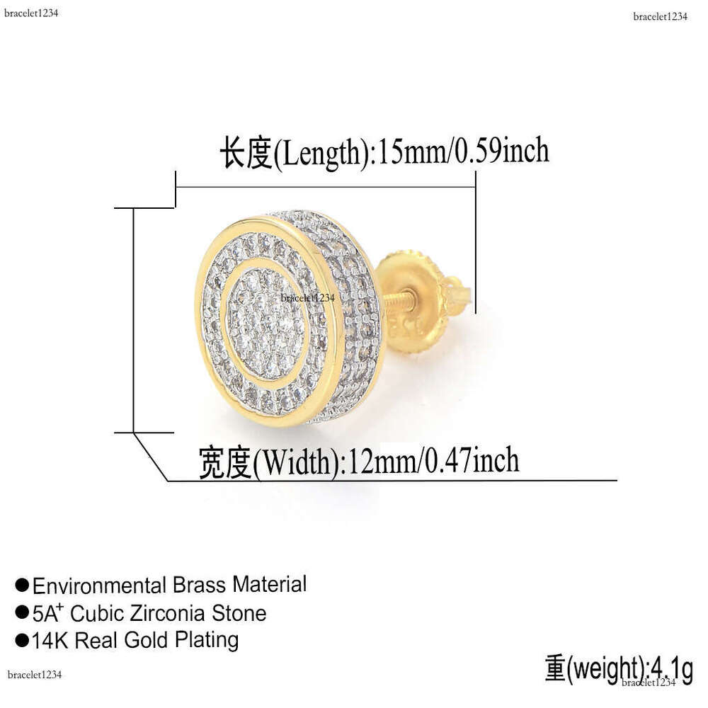 Luxury needle round earrings for men and women filled with ice out of VVS Moissanite Free delivery