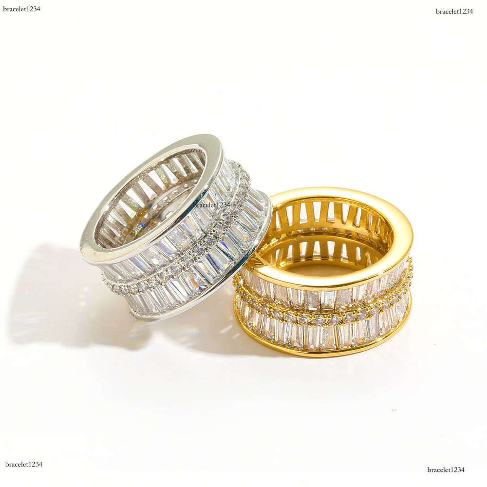 Luxury designer Hip Hop Double Row Ice out VVS Moissanite Rings, Hip Hop men's and women's rings free shipping