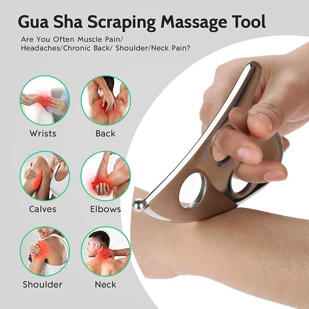 Stainless Steel GuaSha Massager Muscle Scraper Metal Scraping Tool Body Shaping Deep Tissue Fascia Face Relaxation Massage Stick 250418