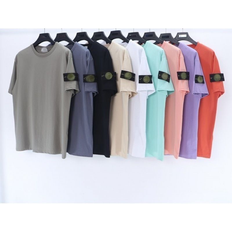 Mens T-shirt Stone solid color badge short sleeved stoneT-shirt for men and women small fresh couple trendy brand short sleeved in stock fast shipping